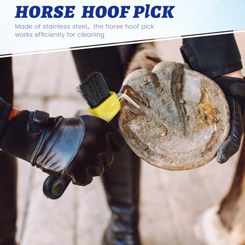 Image of Zhehao 30 Pieces Horse Hoof Pick Brush with Soft Rubber Handle Portable Hoof Pick with Brush, Random Colors