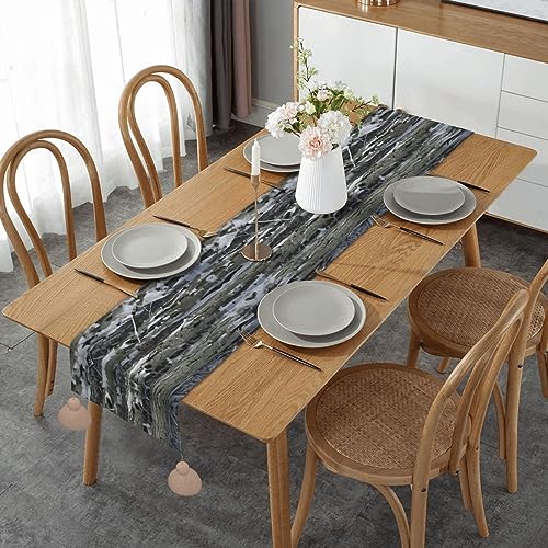 Chemin de table cuisine long et rustique style camouflage arbre froid pour buffet - 2