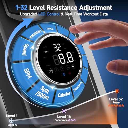 Image of Rowing Machine for Home, 350 LB Capacity, 16-Level Silent Resistance, Magnetic Rowing Machines for Home Foldable, Full-Body Workout Compact Rowing Machine for Cardio & Strength with APP Support