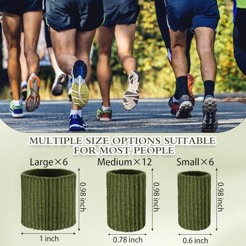 Image of Blulu 24 Pieces Toe Tubes 0.98 Inches Cushion Tube Corn Pads for Toes Sleeves Soft Gel Protectors for Cushions Corns Blisters Calluses 3 Size(Military Green,Assorted Sizes)