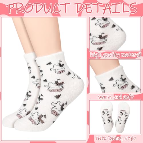 Foaincore 4 Pairs Easter Bunny Slipper Socks Rabbit Fuzzy Soft Warm Animal Cute Warm Socks for Women2