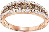 Divine Creation 2.00 Ct Round Cut Chocolate Brown & White Diamond Wedding Engagement Stunning Eternity Band Ring 14k Rose Gold Finish (10)