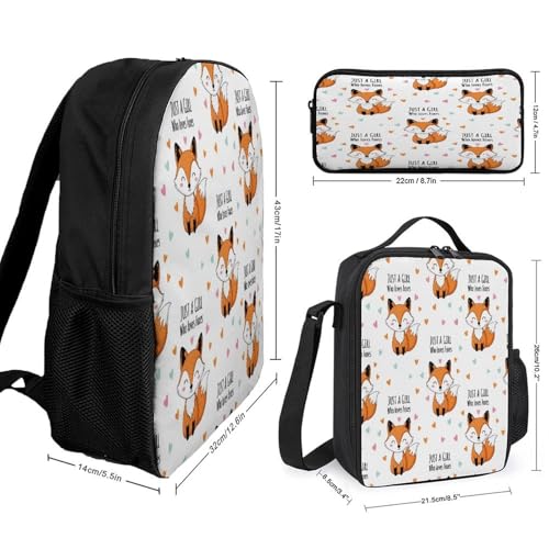 Adult Pencil Pouch for College Accessories, Portable Just A Girl Who Loves Foxes Lunch Bag, Backpack with Adjustable Strap2