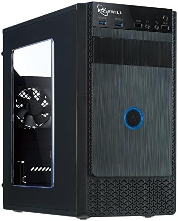 ROSEWILL Micro ATX Mini Tower Computer Case, Black Steel and plastic computer case with 1x 120mm front fan and 1x 80mm rear fan, Front I/O and 2x USB 3.0 with transparent side panel (FBM-X1)