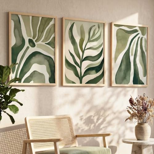 Image of kotart Boho Floral Art Home Decoration Painting | Floral Aesthetic Paintings With Frame For Living Room Bed Room Hotel Wall Decor Digital Reprint Set of 3 (20x30 Inch)