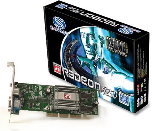 Sapphire RADEON 9250 128MB DDR 64BIT Grafikkarte AGP 8x/ ATI/ Radeon 9250/ 128 MB/ DDR/ 64 Bit/ GPU-Takt: 240 MHz/ GPU-Speicher Takt: 200 MHz/ Anschlüsse: DVI, VGA/ Features: Software/ Verpackung: L-Retail/ 4 Pipelines/ TVO/ RoHS compliant