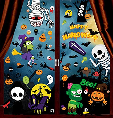 Halloween Pegatinas de Ventanas Halloween Pegatinas para Puertas Decoración de Halloween para Puertas DIY Pegatinas Estáticas Impermeables para Hogar Tienda y Escuela Cover