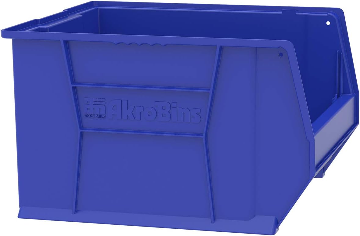 AkroBins - 30283BLUE 30283 Super-Size AkroBin Heavy Duty Stackable Storage Bin Plastic Container, (20-Inch L x 18-Inch W x 12-Inch H), Blue, (1-Pack)