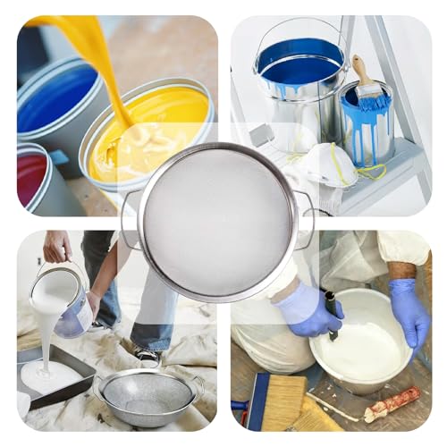 Paint Strainer, 60 Mesh Stainless Steel Paint Filter for 5 Gallon Bucket, Fine Mesh Insert & Emulsion Honey Funnel Cover, Reusable Tool to Filter Particles & Impurities (1 Pack)