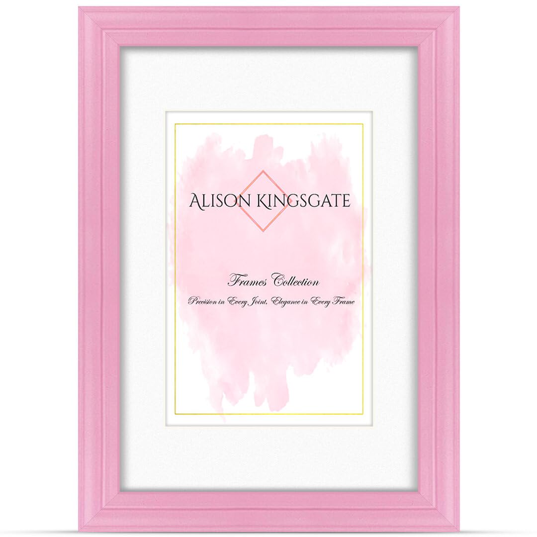 Alison Kingsgate 7x5 Pink Picture Frame with Mount for 6x4 Photos, 7" x 5" Frame With 6" x 4" Mount