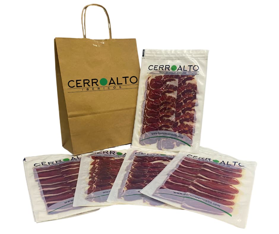 CERROALTO | Paleta de Cebo Ibérica 50% Raza Ibérica | 10 Sobres de 100 gr Loncheado en medias lonchas de fácil separación