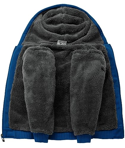 Image of ZITY Boys Zip Up Hoodie Fleece Jacket Kids Sherpa Lined Sweatshirts Outerwear Unisex Warm Winter Coat 6-15 Years Old