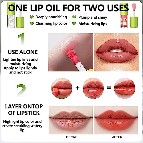 Maepeor Hydrating Lip Oil 16 Colors Smooth Moisturizing Glossy Lip Oil Glow Non-Sticky Long Lasting Nourishing Fat Oil Lip Drip Shiny And Vegan Tinted Lip Gloss With Big Brush Head (Color B06) #TOP5