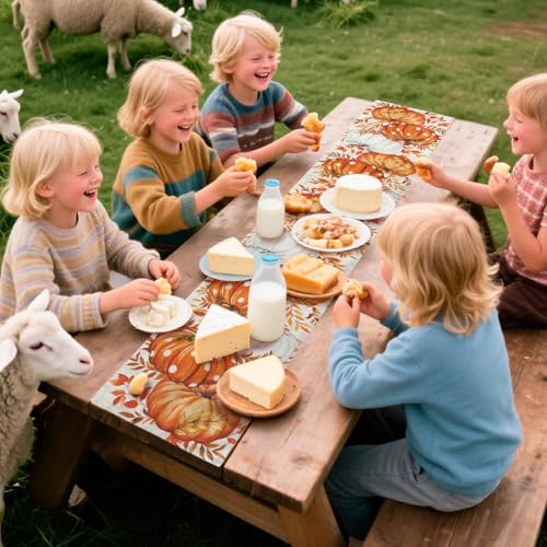 Autumn Table Runner,Thanksgiving and Halloween Autumn Table Decorations,12 in × 70 in,Pumpkins and Ripe Wheat Farmhouse Decorative Seasonal Fall Kitchen Decoration for Family Party Decor - Cosy Home Interiors Autumn Table Runner,Thanksgiving and Halloween Autumn Table Decorations,12 in × 70 in,Pumpkins and Ripe Wheat Farmhouse Decorative Seasonal Fall Kitchen Decoration for Family Party Decor - Image 7