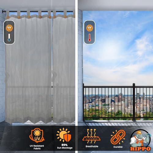 Image of HIPPO HDPE Outdoor Loop Curtains Sun Blocking, UV Protection, Light-Filtering for Garden Balcony Curtain, 150 GSM (Light-Grey, 3FTX9FT, 1PC)