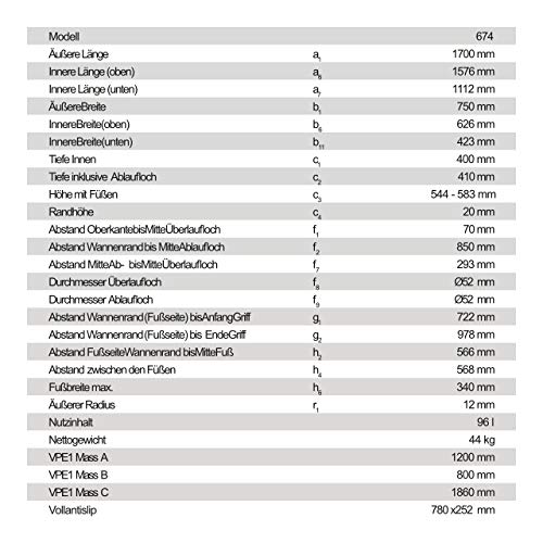 Kaldewei Silenio badkuip 674, 170x75x41 cm, Kleur: alpine wit - Afbeelding 5