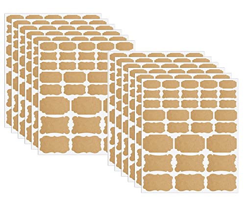 Etiquetas Kraft, etiqueta autoadhesiva ecológica de papel Kraft DIY Etiquetas adhesivas Kraft pequeñas en blanco Etiquetas de regalo para tarros de albañil y decoración de regalo, 10 hojas