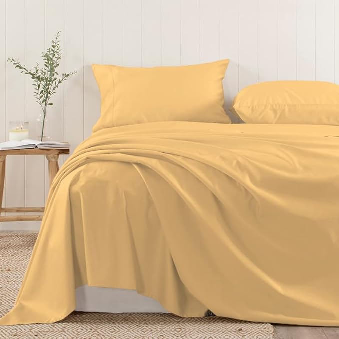 Pizuna Pure 100 Cotton Flat Sheets Only Queen Golden