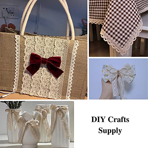 image for ZNZAKKA 54 Yards Beige Lace Ribbon Vintage Sewing Crochet Ribbon Trimm