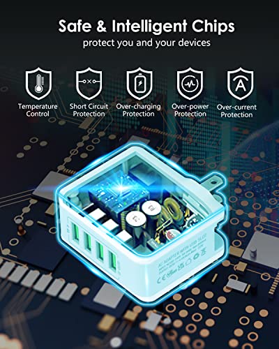 Travel Adapter 4 USB Universal Charger Plug Adaptor, Multi USB Wall Travel Charger with UK EU USA AUS 22W 4.4A Worldwide Power Adapter for iPhone, iPad, Android, Tablets and More - Image 7