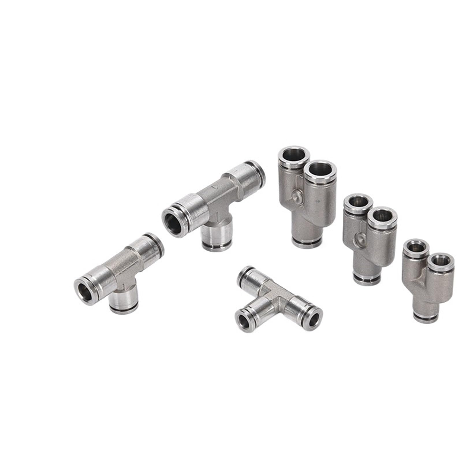 Connettore rapido pneumatico a tre vie in acciaio inossidabile 304, tubo del gas PE/PY6/8, 1 pezzo (304PY10)