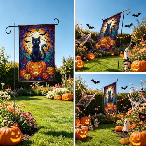 Halloween Black Cat Garden Flag 12x18 Inch Spooky Pumpkin Outdoor Yard Flag - image 5