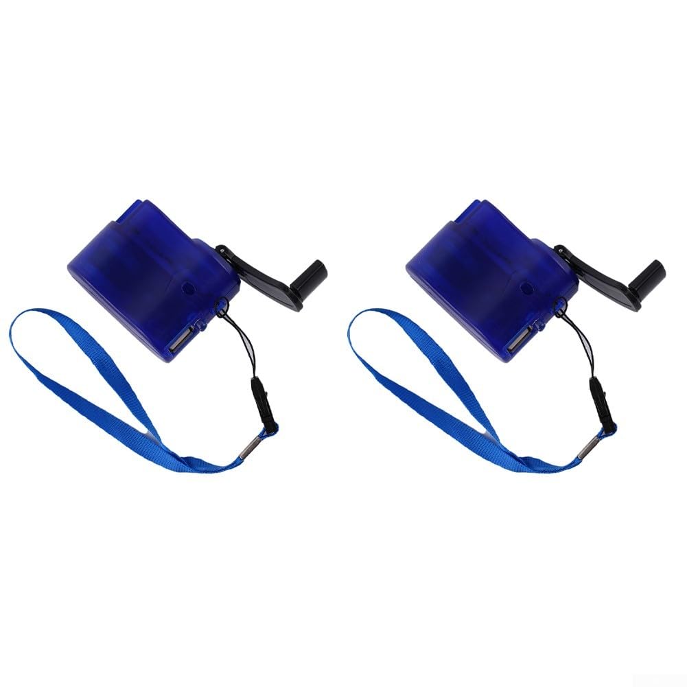 2 Pack USB Hand Crank Generator Portable Hand Crank Charger Manual Power Bank With Indicator Light For Mobile