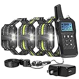 FunniPets Dog Training Collar, Dog Shock Collar 2600ft Remote Range Waterproof Shock Collar for 3 Dogs with 4 Training Modes Light Static Shock Vibration Beep