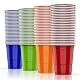 AOLUXLM 100 Plastikbecher Set Mehrweg Becher, Wiederverwendbare Partybecher 473ML / 16 OZ Becher Getränkebecher Kunststoff Cups in 4 Farben