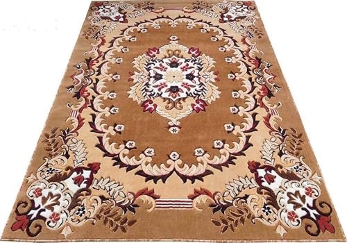 Image of SABIRA Carpet(Size-150x200 Cm / 60x78 in) Modern Floral Area Rug Large Carpet for Living Room, Bedroom & Dining Room, Washable, Non-Slip, (Color - Gold)