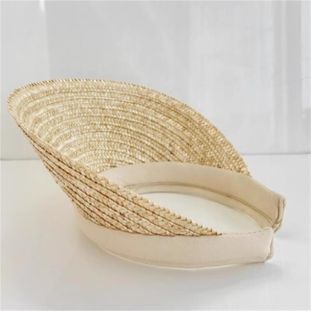 Visera de Paja para Mujer Sombrero De Sol For Mujer, Copa Hueca, Paja For Sombrilla para Sombreado al Aire Libre