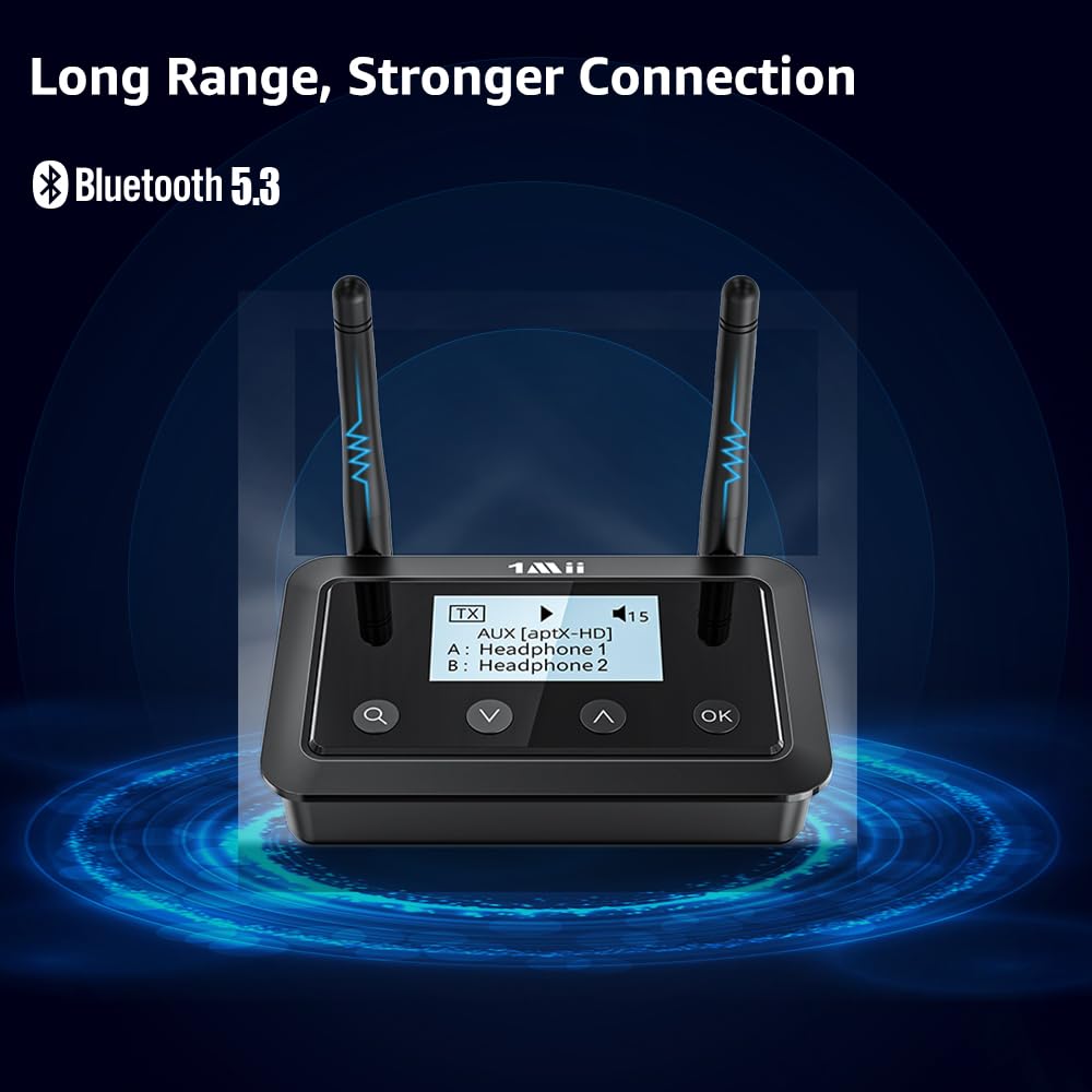 1Mii B03+ Émetteur Bluetooth pour TV, Transmetteur Récepteur Bluetooth 5.3