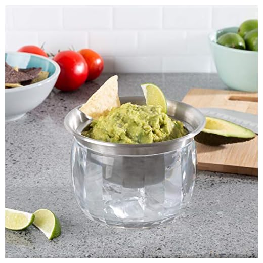 Classic Cuisine Cold Dip Bowl-Chilled Serving Dish with Ice Chamber-Servingware Container For Dip, Hummus, Dressing, Salsa, Guacamole, and More