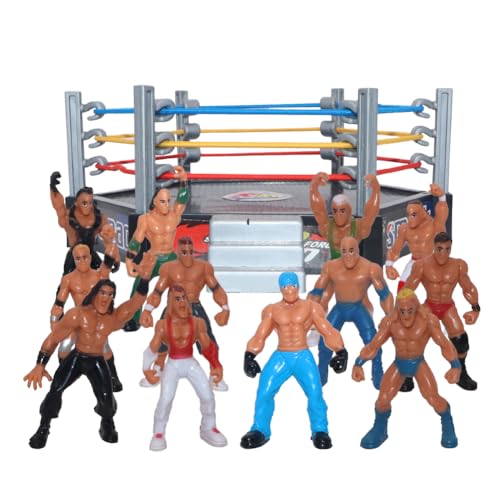 Wrestler, Wrestling Ring con 12 Mini Wrestler Figura, Regalo para +3 Años Coleccionistas