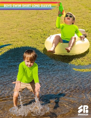 Image of Boys Rash Guard Swim Shirts Long Sleeve UPF 50+ Swimwear Toddler Kids Sun Protection SPF Water Surfing Swimming Shirts 0-16Y
