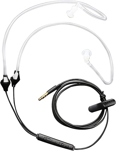 RICH Auriculares estéreo para oído, tubo de aire, antiradiación, auriculares estéreo con aislamiento de ruido antiradiación con micrófono para