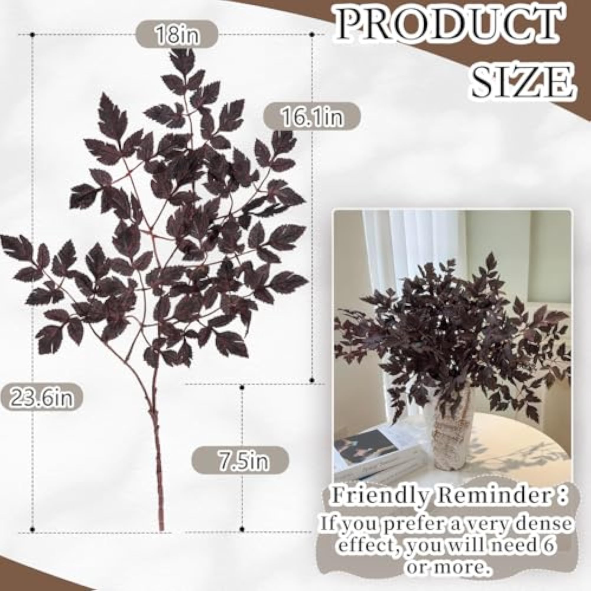 4 Pack Artificial Cimicifuga Leaf Spray for Table Decor