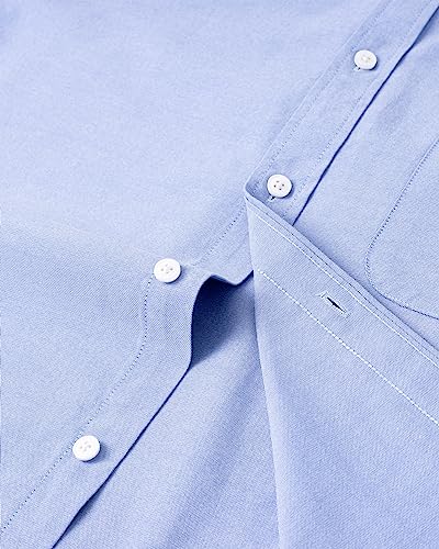 Image of Alimens & Gentle Mens Solid Oxford Shirt Long Sleeve Dress Shirt Work Casual Button Down Shirts with Pocket