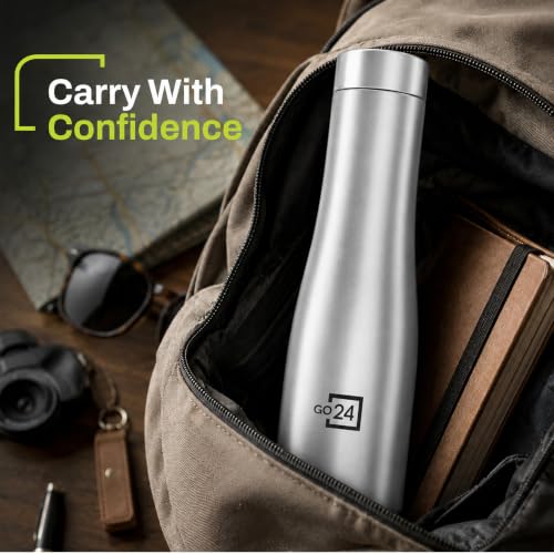 Image of Go24 pexpo Monaco 750 ISI Certified Stainless Steel Sports /Fridge Water Bottle with Steel Cap - 700ml, Silver | Eco Friendly | BPA Free | Water Bottle for Office, Gym, School, Yoga, Trekking