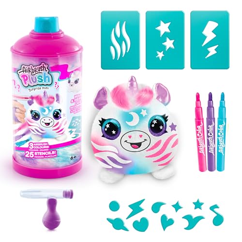 Canal Toys - Airbrush Plush Mini Surprise - Überraschungs-Plüsch bemalen: Hand-Airbrush, 3 Marker & 35+ Schablonen - Waschbar & neu gestaltbar - Sammle 12 Designs - Kreativset ab 6 Jahren - OFG 264