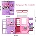 BETTINA Foldable Doll House for 12'' Dolls, 2-Story Dollhouse W/ Loft,Pets Rooms, 40+ Pcs Dollhouse Furnitures & Accessories, Space Saving Playhouse Birthday Xmas Toys Gifts for Girls 3 4 5 6 7 8+