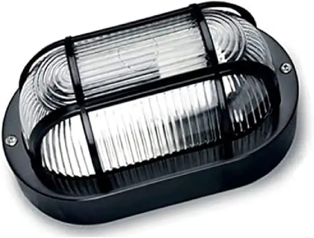 Plafoniera Ovale Kippen 4201S - Lampada da Esterno/Interno con Griglia Nera IP44