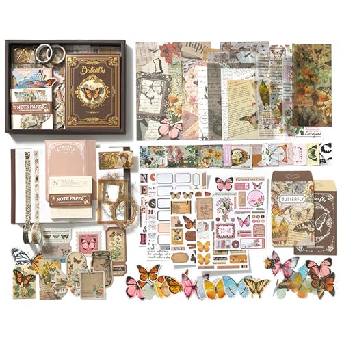 Image of The AutoStory Rustic Scrapbooking Album A6 Junk Journal Classic Aesthetic Stickers Mixed Collage Paper Washi Tape DIY Craft Art Diary Supplies Bundle Gift Teens Girls (Nature Whisper, Brown)
