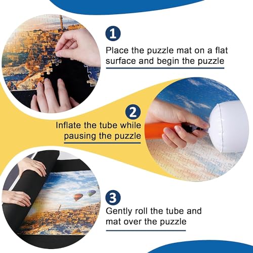 Puzzlematte Vliesstoff Puzzlematte für 1000/1500/2000 Puzzle Teile, Puzzle Matte Professionelle Puzzlerolle Puzzleunterlage zum Aufrollen, 118x80cm faltbar praktisch Puzzle Aufbewahrungsmatte