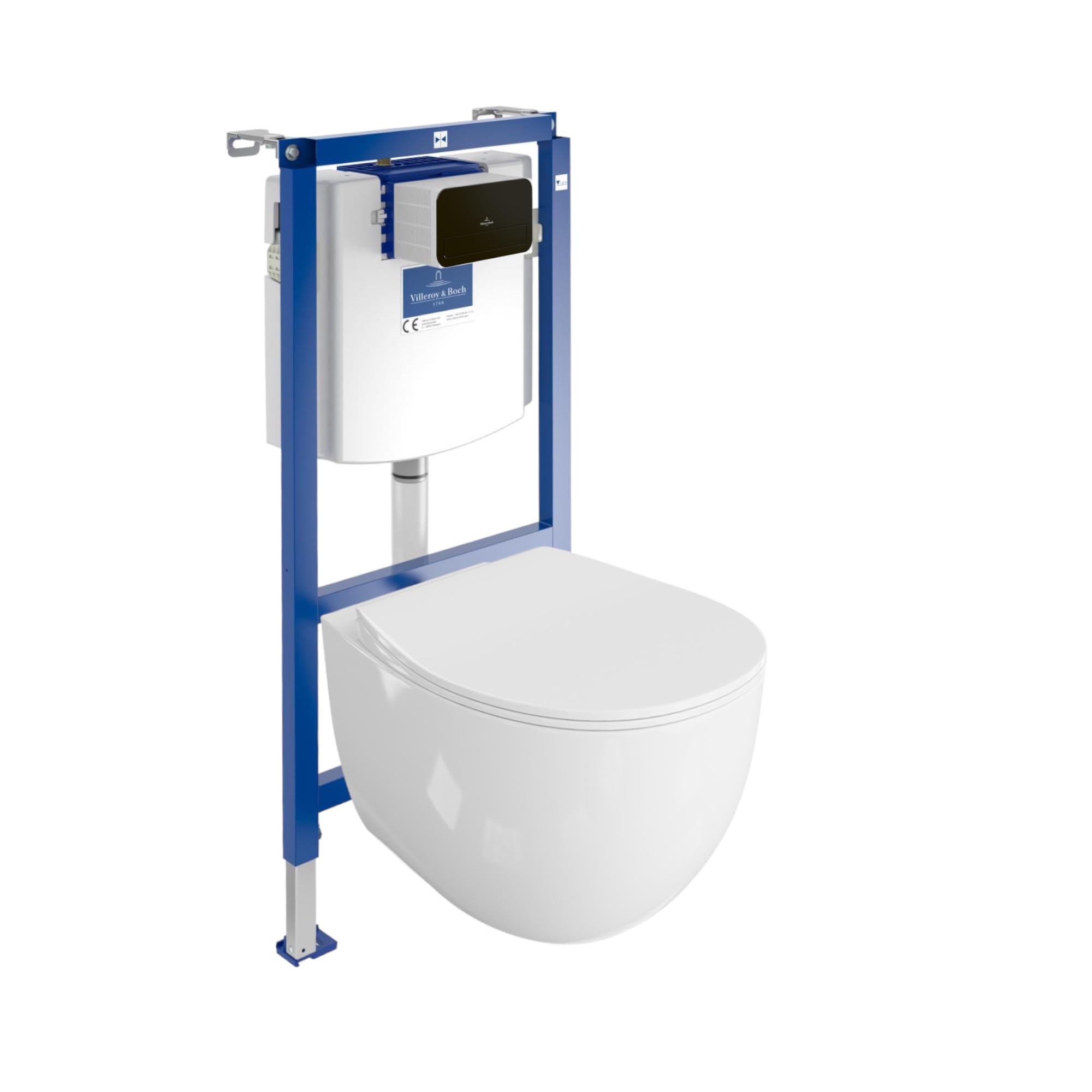 Lavita ViConnect H112 Vorwandelement Unterputz WC mit Bedienplatte + Wand Hänge Tiefspül WC Mondo Weiß Spülrandlos + WC Sitz Komplettset Unterputz Spülkasten Toilette Komplett Sett WC