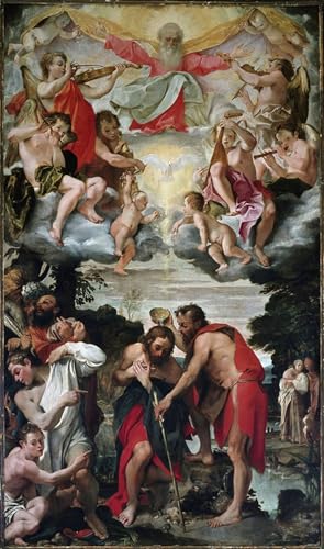 Tableau impressions d'art mural le Baptême du Christ Carracci 60x90cm