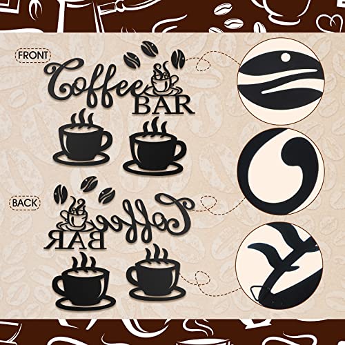 Image of Ferraycle Coffee Bar Rustic Metal Sign Rustic Coffee Bar Hanging Wall Decor Coffee Signs for Coffee Bar Metal Coffee Wall Art for Coffee Bar Home Office Kitchen (Coffee Bar, Bean and Cup Style)