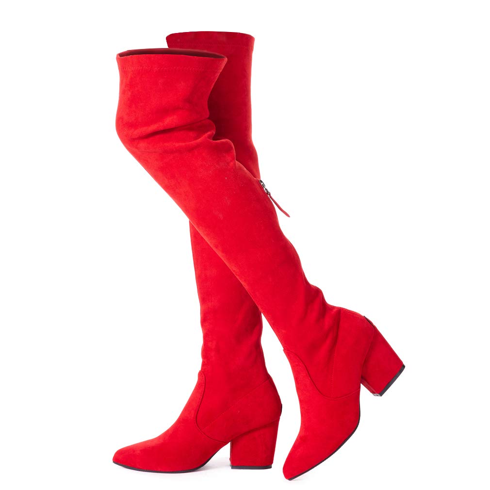 N.N.G Women Over the Knee Boots Thigh High Suede Block Winter Low Above Flat Long OTK Comfort Pointed toe