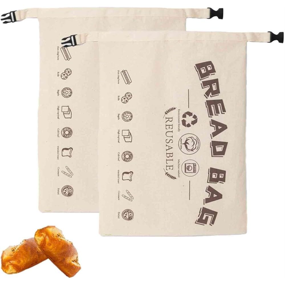 CTRLZS Reusable Beeswax Bread Bags(2-Pack), Reusable Food Storage Wraps in Cotton-Perfect for Sourdough Homemade Bread