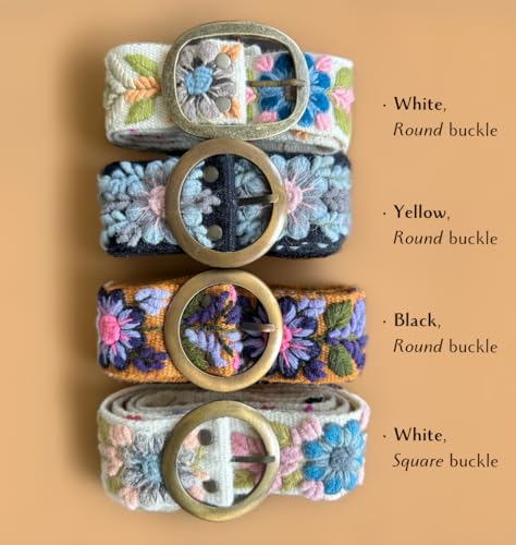Handmade Peruvian Ayacucho Belt - Embroidered Belt for Women, Round Buckle, Floral Design, Adjustable, Durable4